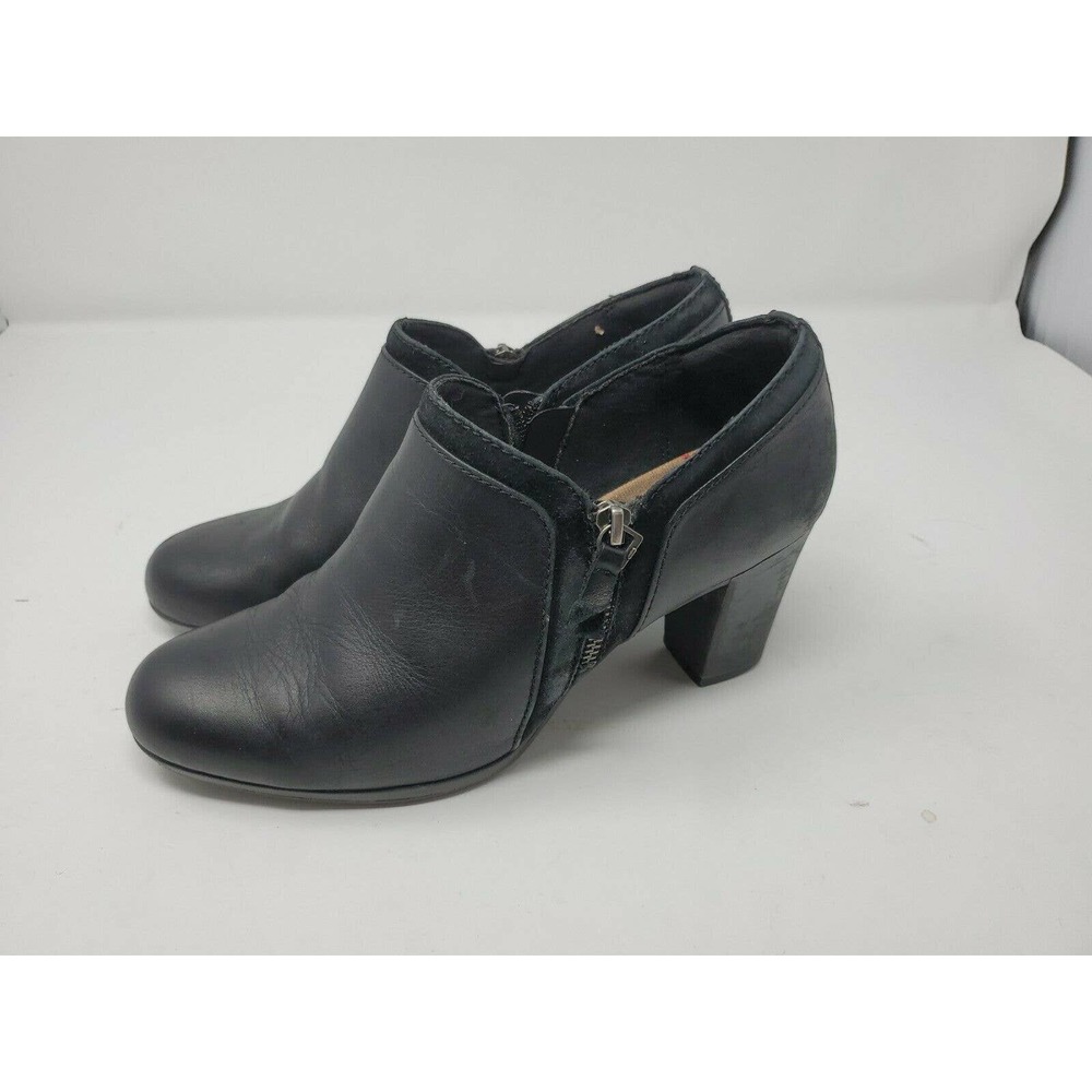 Clark's Collection Black Ankle Boots Zips On Both Sides 3 Inch Heels W Size 9